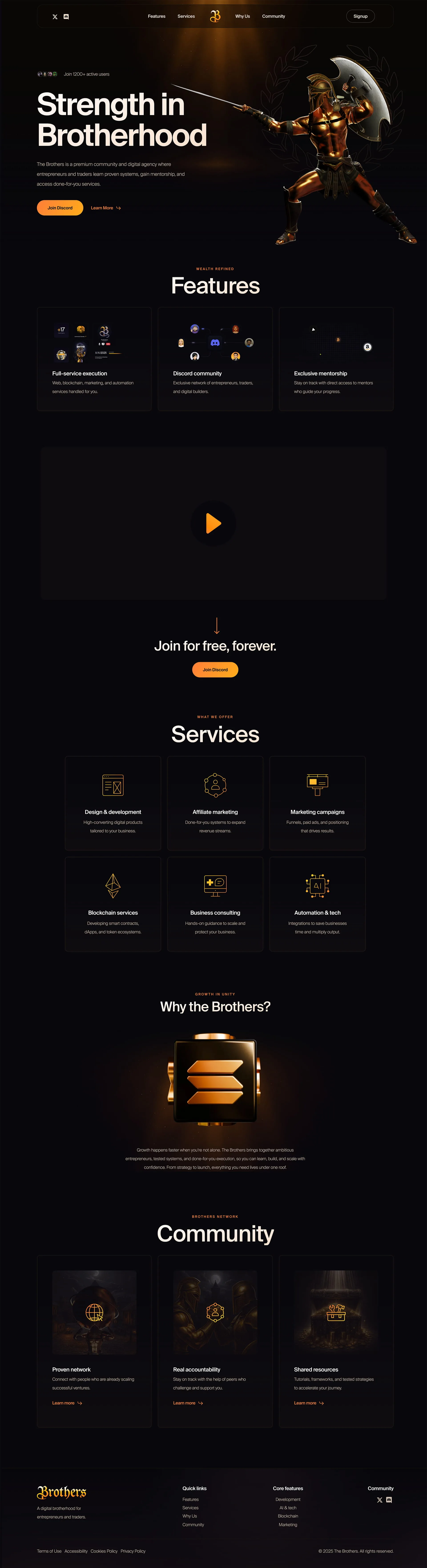 Brothers landing page